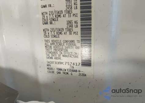 2023 Nissan Rogue Sl Intelligent Awd z USA, uszkodzony, nr VIN 5N1BT3CB9PC757417